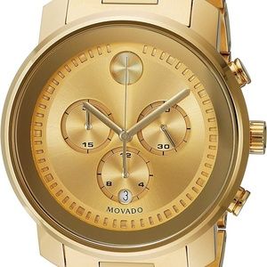 MOVADO BOLD 44MM CHAMPAGNE DIAL GOLD ION-PLATED MEN'S WATCH 3600278